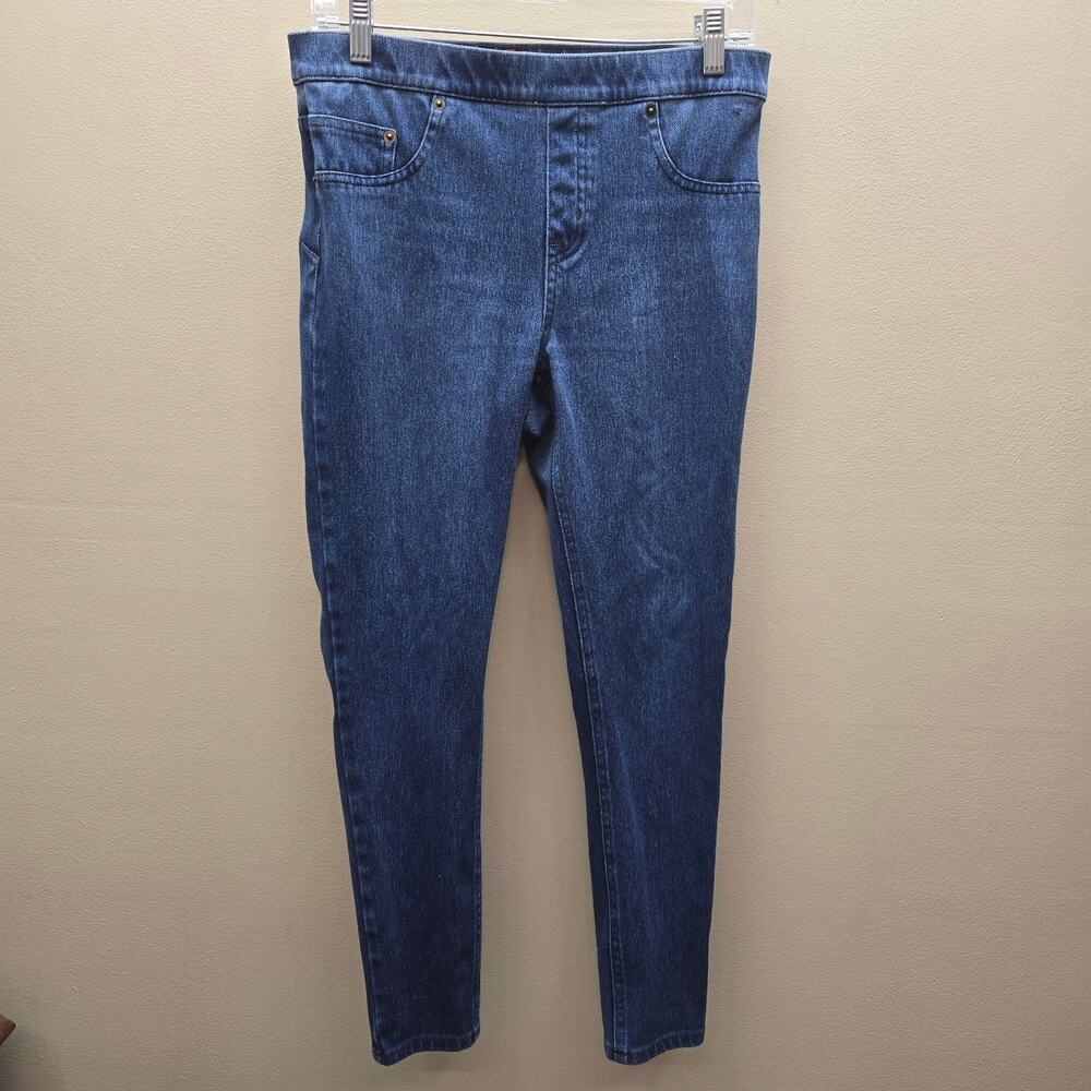 Spanx Women’s Jeggings Jeans Pull on Stretch Pockets Dark Wash Blue Size Large